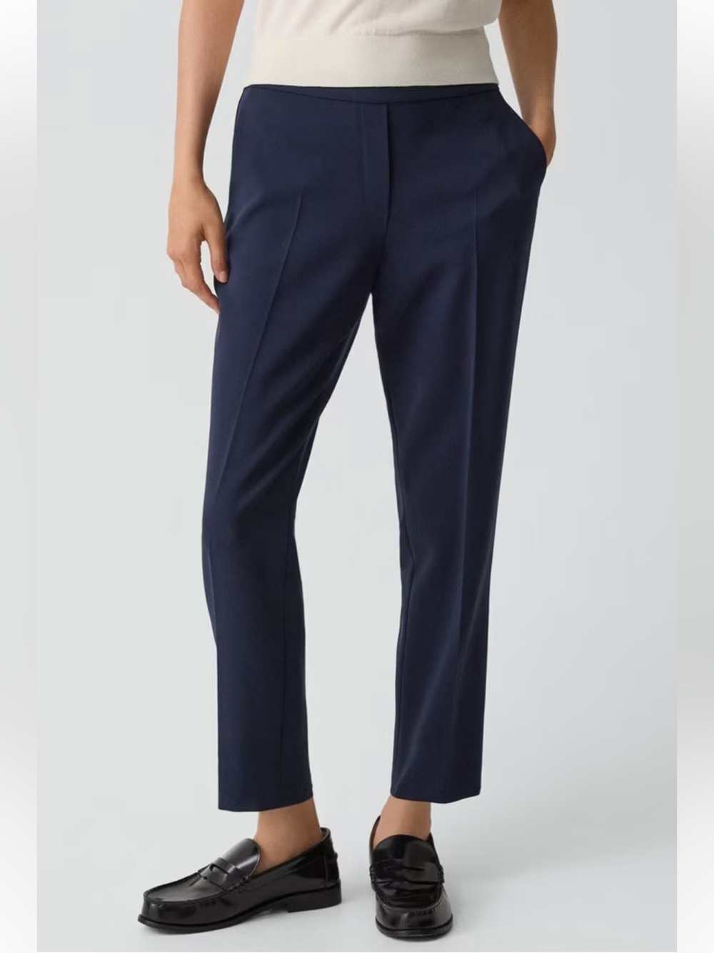 Theory Treeca Pull On Admiral Crepe Trouser Pants Navy Blue Women’s Size 4